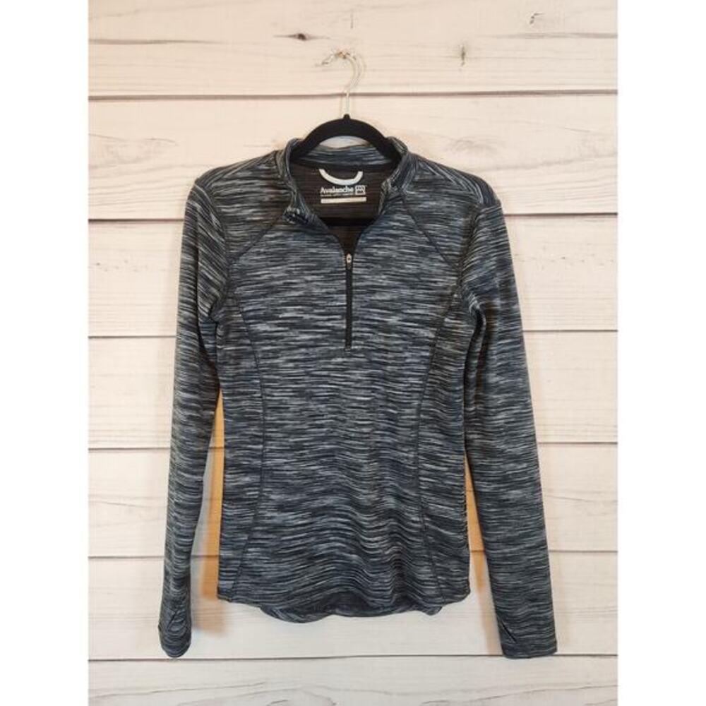 Avalanche Women's Black White Stretch 1/4 Zip Long Sleeve Pullover Top S